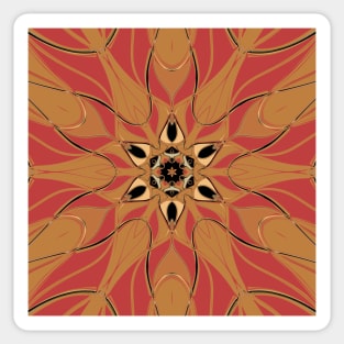 Cartoon Mandala Flower Orange and Pink Sticker